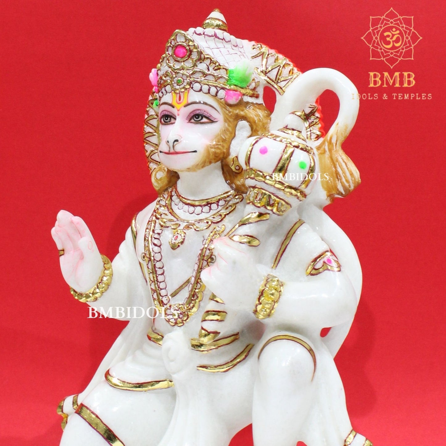 Marble Hanuman Murti in Makrana Marble 15inches ashirwad Posture