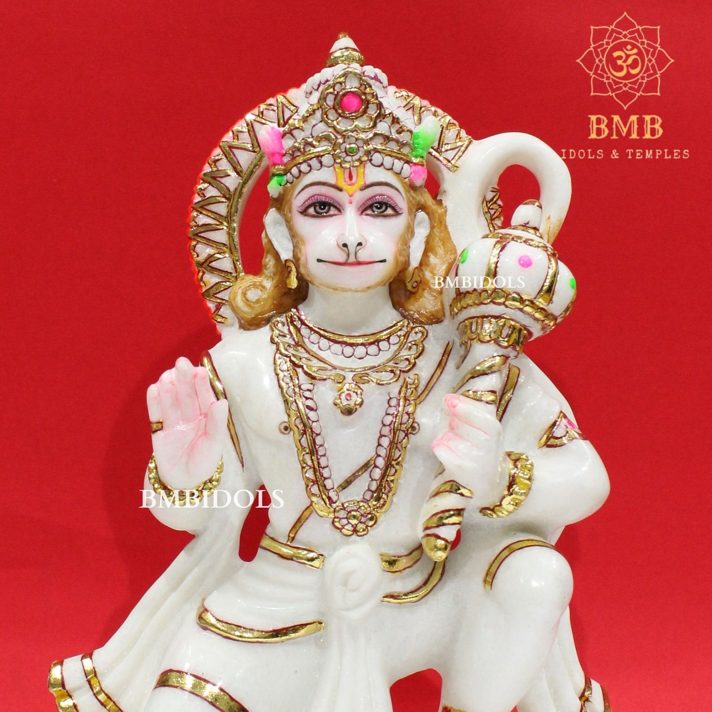 Marble Hanuman Murti in Makrana Marble 15inches ashirwad Posture