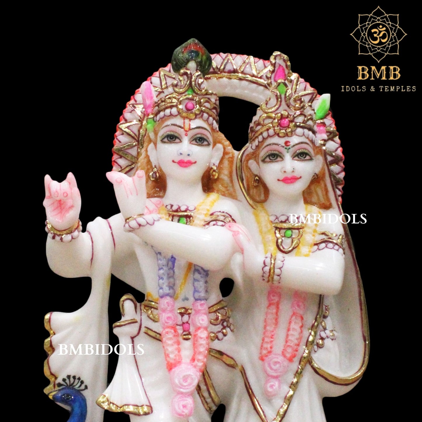 White Marble Jugal Radha Krishna Statue in 12inches Makrana Marble