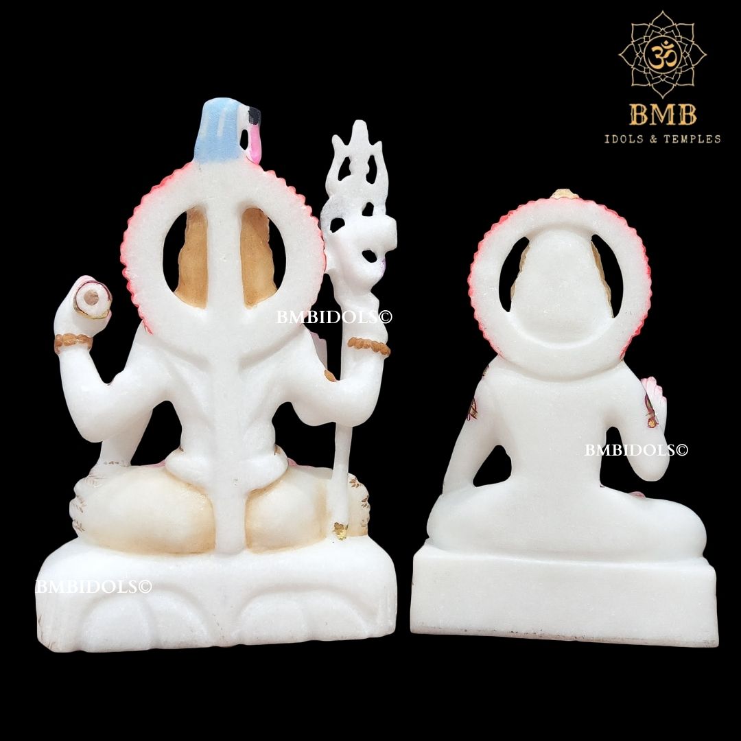 Marble Shiv Parvati Murti made in Makrana Marble in 9inches for Home Temple