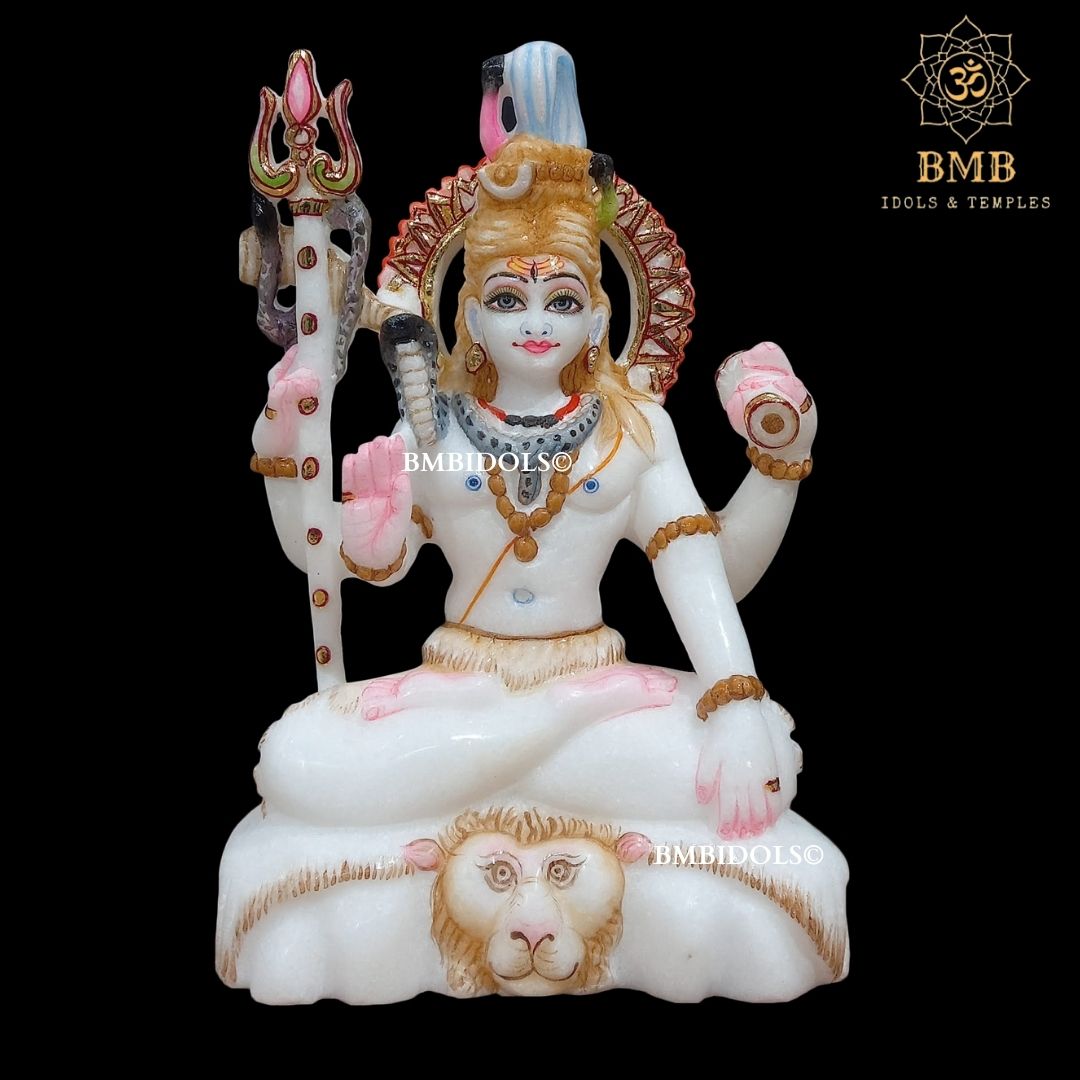 Marble Shiv Parvati Murti made in Makrana Marble in 9inches for Home Temple