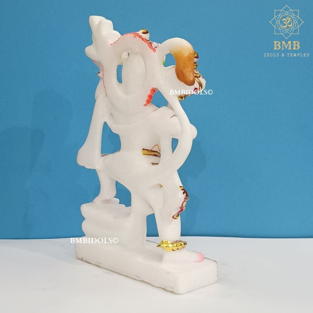 Marble Veer Hanuman Statue made in 7inches for Home and Temples