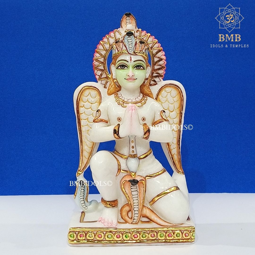 White Marble Garud Statue made in Makrana Marble in 12inches