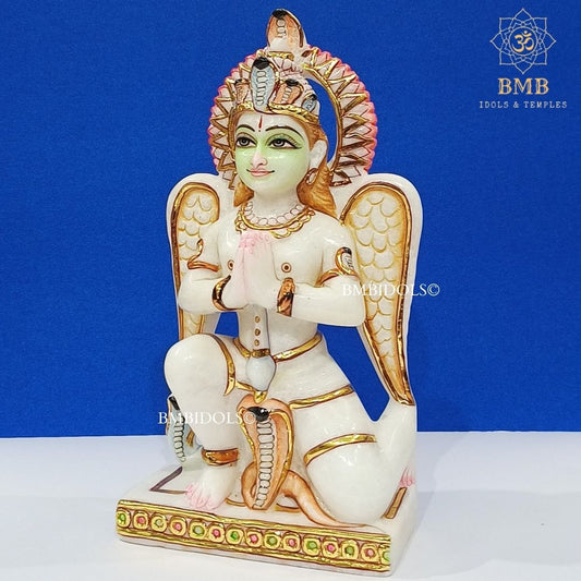 White Marble Garud Statue made in Makrana Marble in 12inches