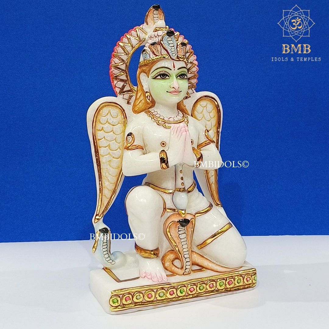 White Marble Garud Statue made in Makrana Marble in 12inches