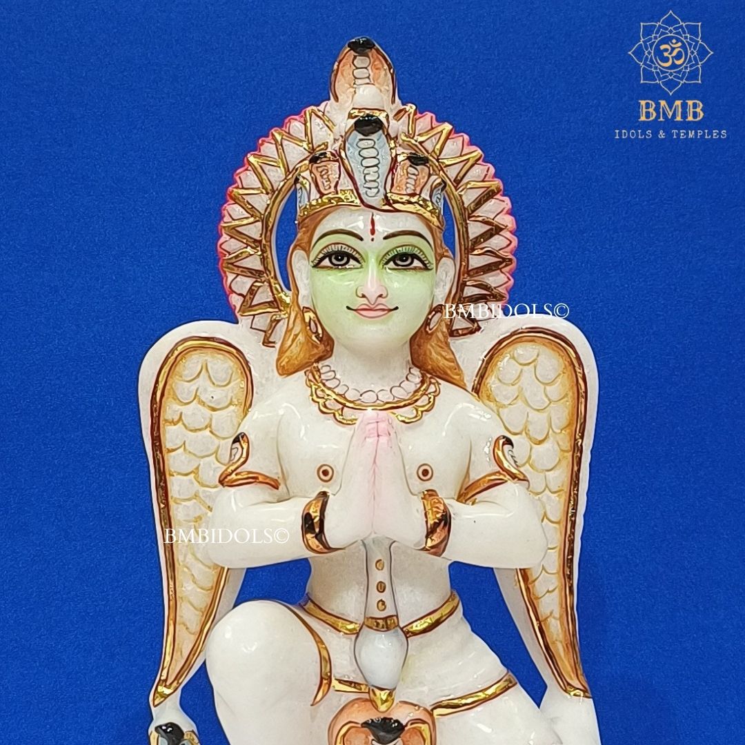 White Marble Garud Statue made in Makrana Marble in 12inches