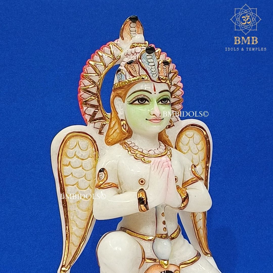 White Marble Garud Statue made in Makrana Marble in 12inches