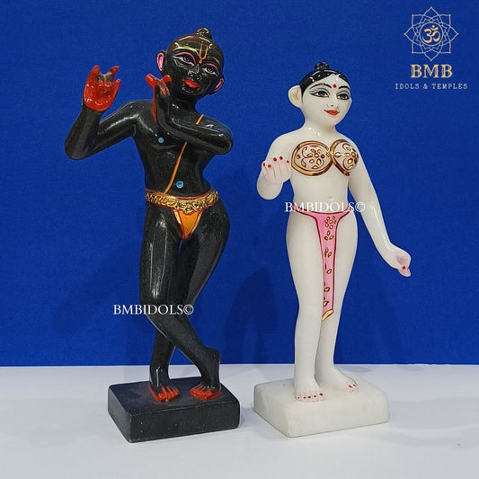 Marble Iskcon Radha Krishna Murti Vigrah made in White and Blackstone