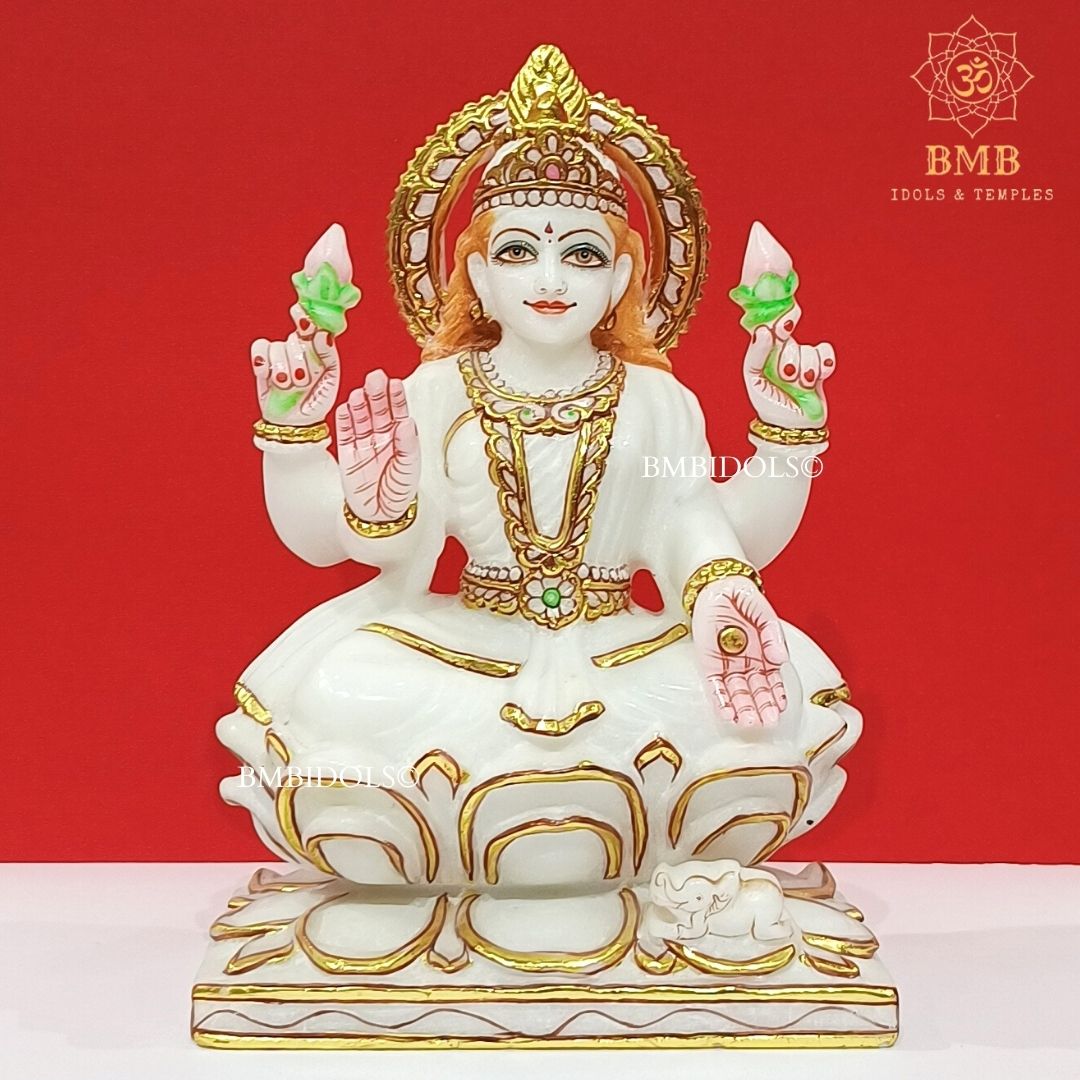 Marble Lakshmi Mata Murti made in Makrana Marble in 11inches