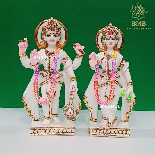 Marble Lakshmi Narayan Murti made in Natural Makrana Marble in 9inch