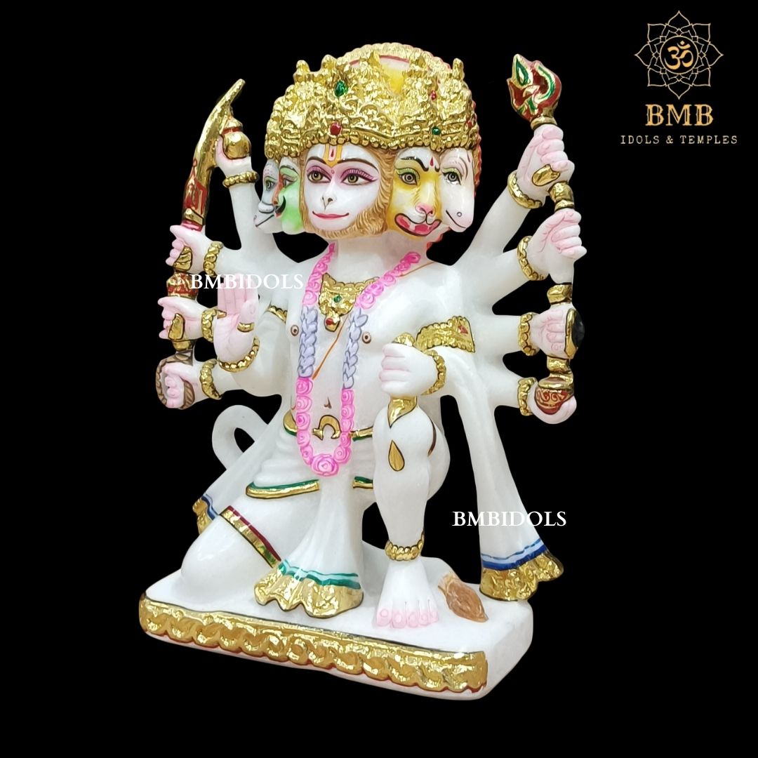 Marble Panchmukhi Hanuman Statue made in Makrana Marble in 12inches
