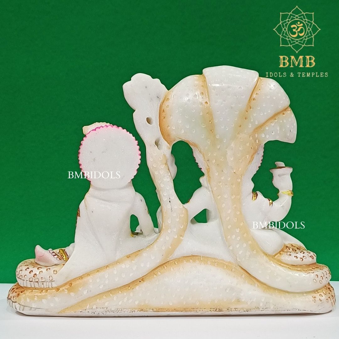 Marble Lakshmi Narayan Murti made White Makrana Marble in 9inches