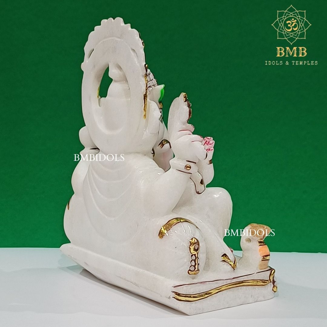 Marble Ganesh Murti made in Makrana white Marble in 9inches
