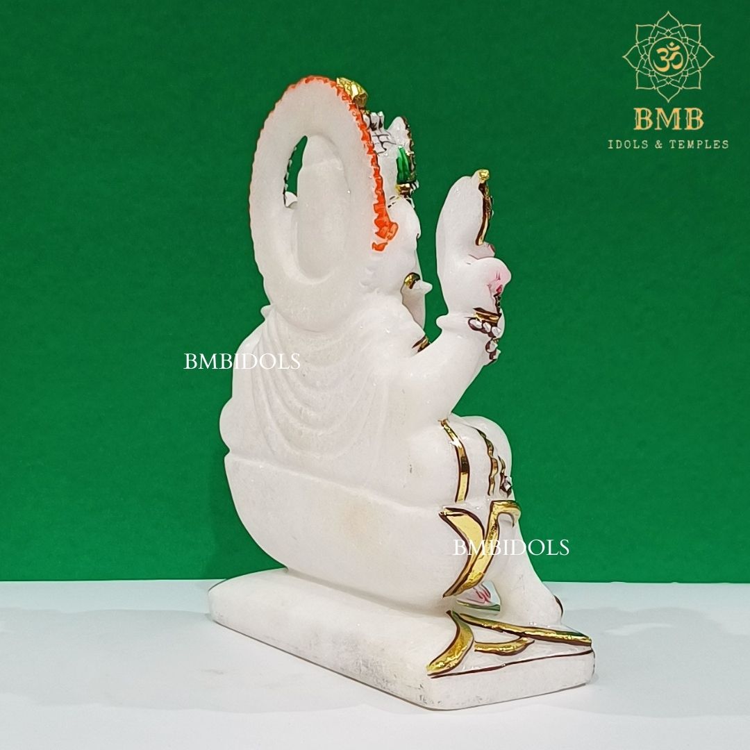 Marble Ganesh Idol made in Makrana Marble in 9inches for Home and Temples