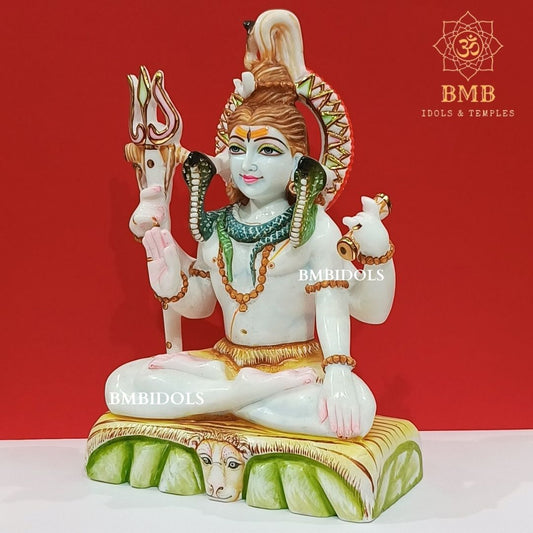 Marble Shiva Statue with four Hands made in Makrana Marble in 15inches