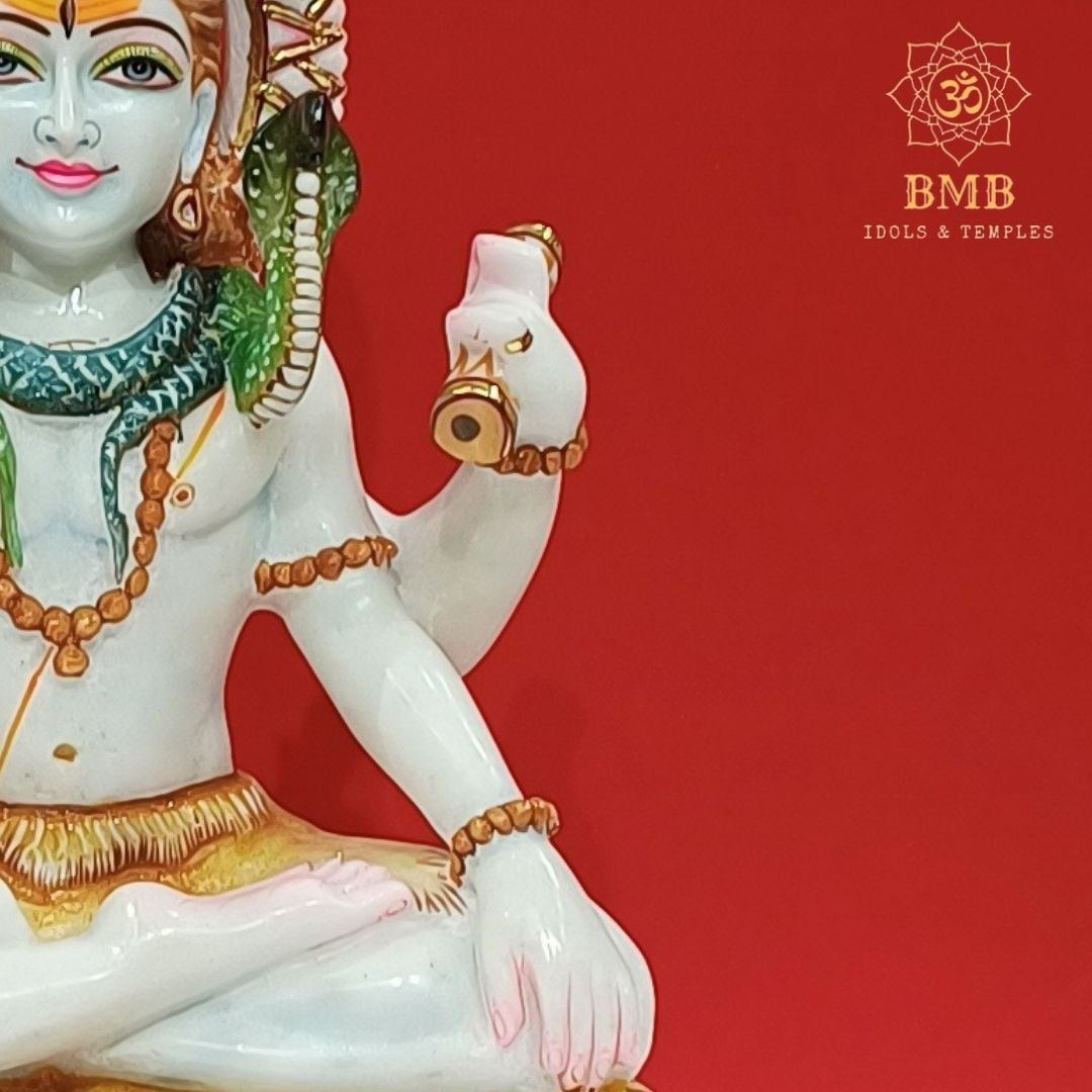 Marble Shiva Statue with four Hands made in Makrana Marble in 15inches