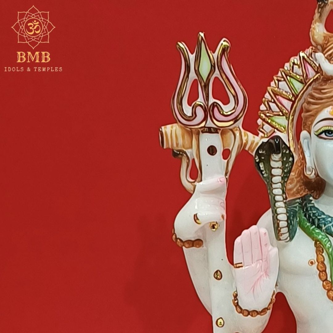 Marble Shiva Statue with four Hands made in Makrana Marble in 15inches