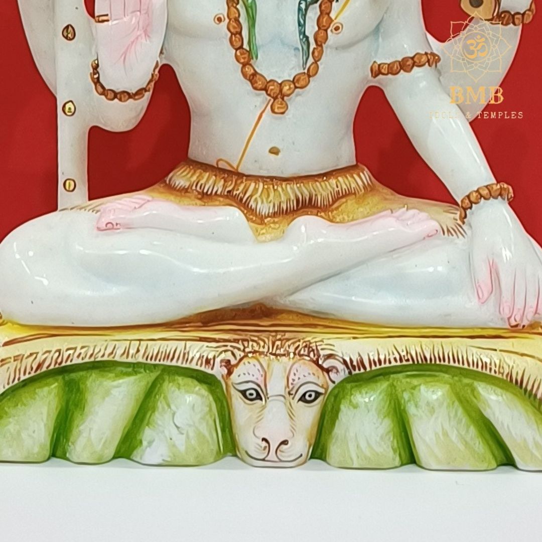 Marble Shiva Statue with four Hands made in Makrana Marble in 15inches