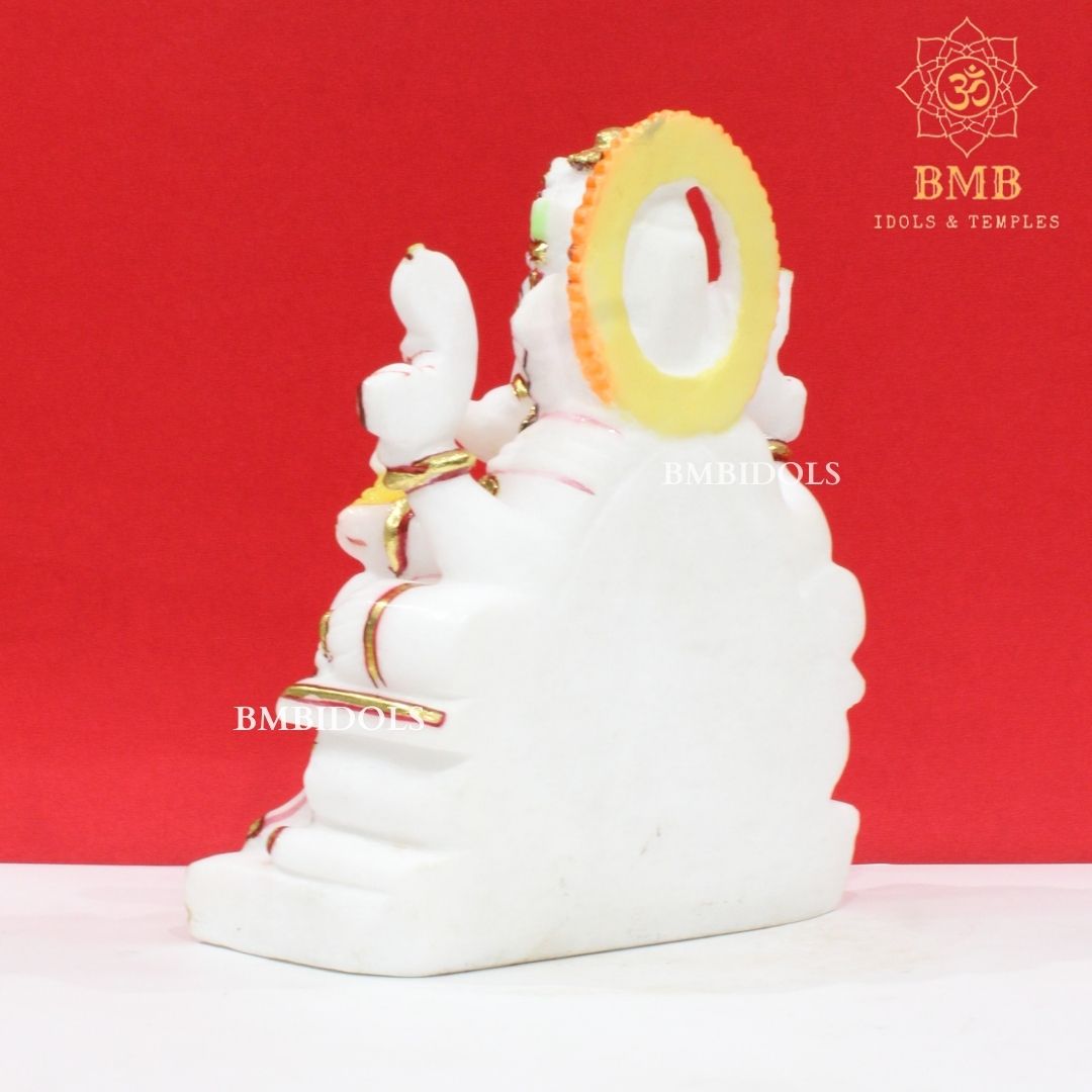 Marble Ganesh Murti made in Pure White Makrana Marble in 9inches