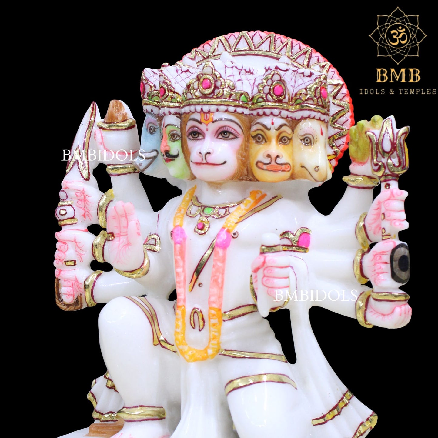 Small Marble Panchmukhi Hanuman Murti in 10nches in Makrana Marble