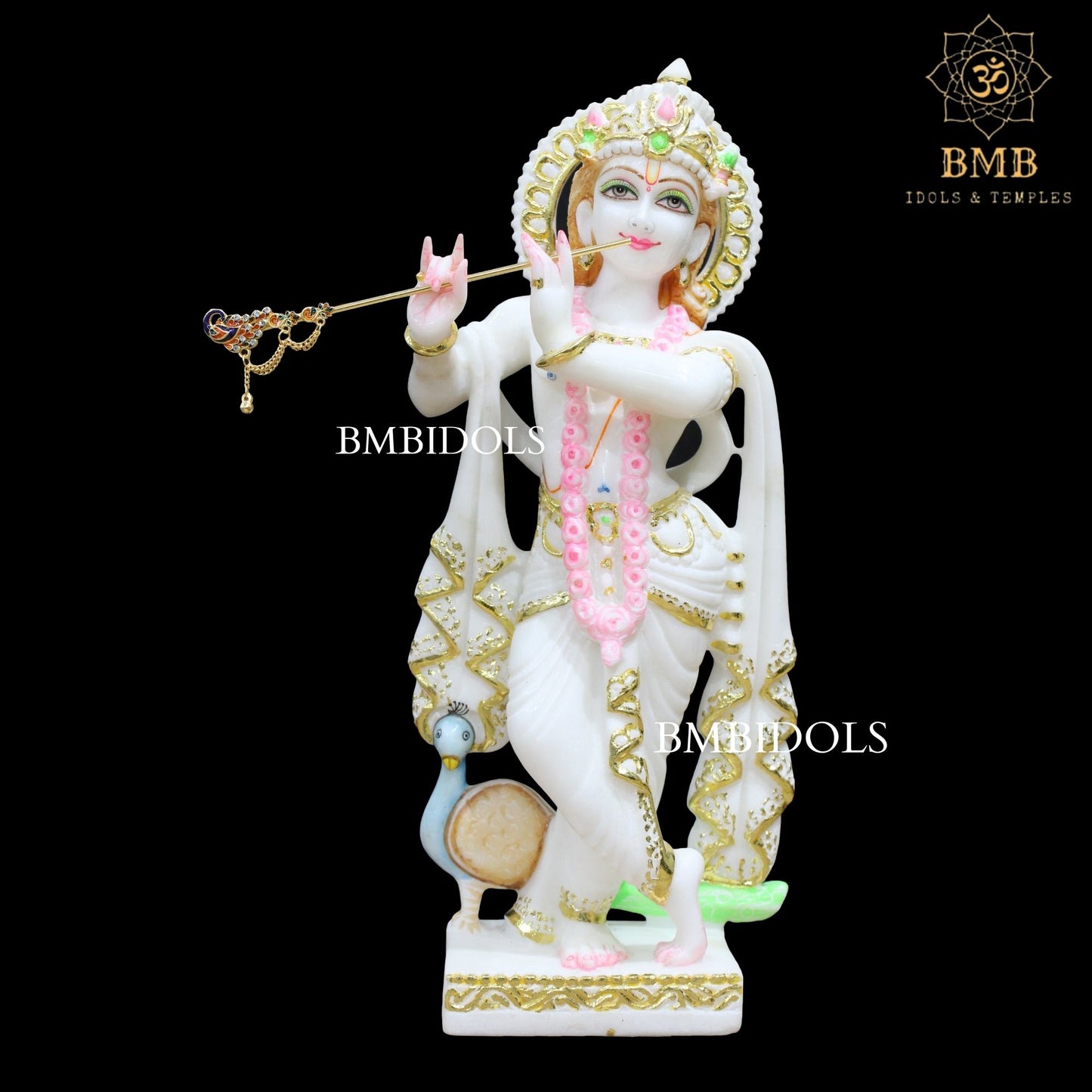 Marble Radha Krishna Statue in Makrana Marble in 15inches