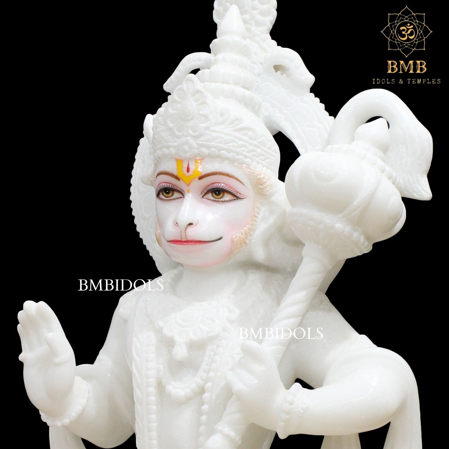 2feet Marble Hanuman Statue in Ashirwad Posture in Makrana Marble