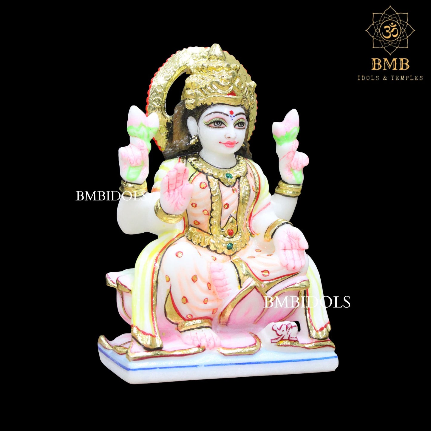 Small Marble Ganesh Lakshmi Murti made in Makrana Marble in 6inch