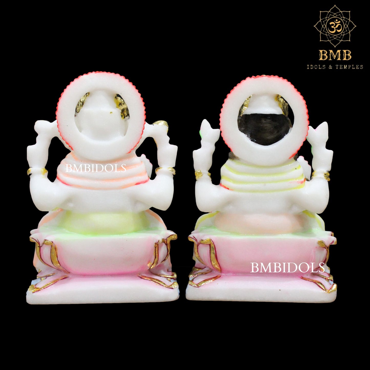 Small Marble Ganesh Lakshmi Murti made in Makrana Marble in 6inch