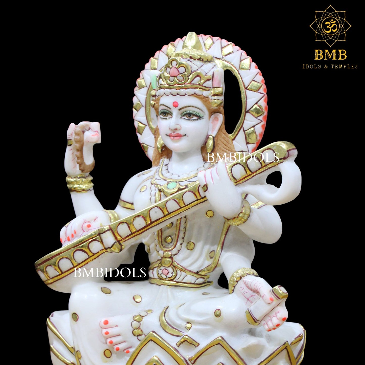 Sarswati Maa Marble statue for Home and Temples in 12inch