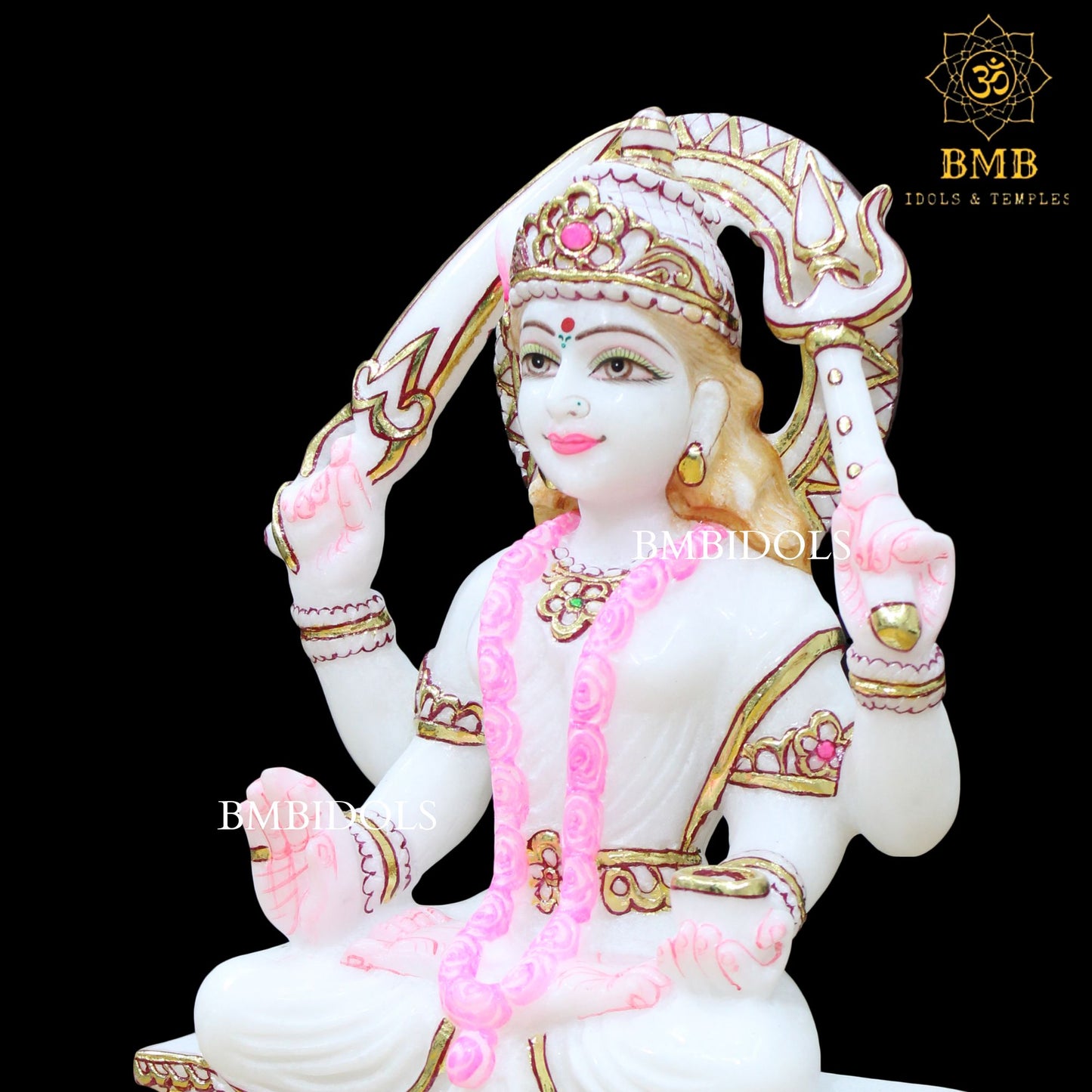 Marble Santoshi Mata Statue in 12inch for Home and Temples