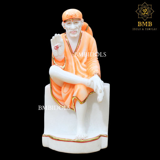 Sai Baba Marble Statue in 12inches for Homes and Temples