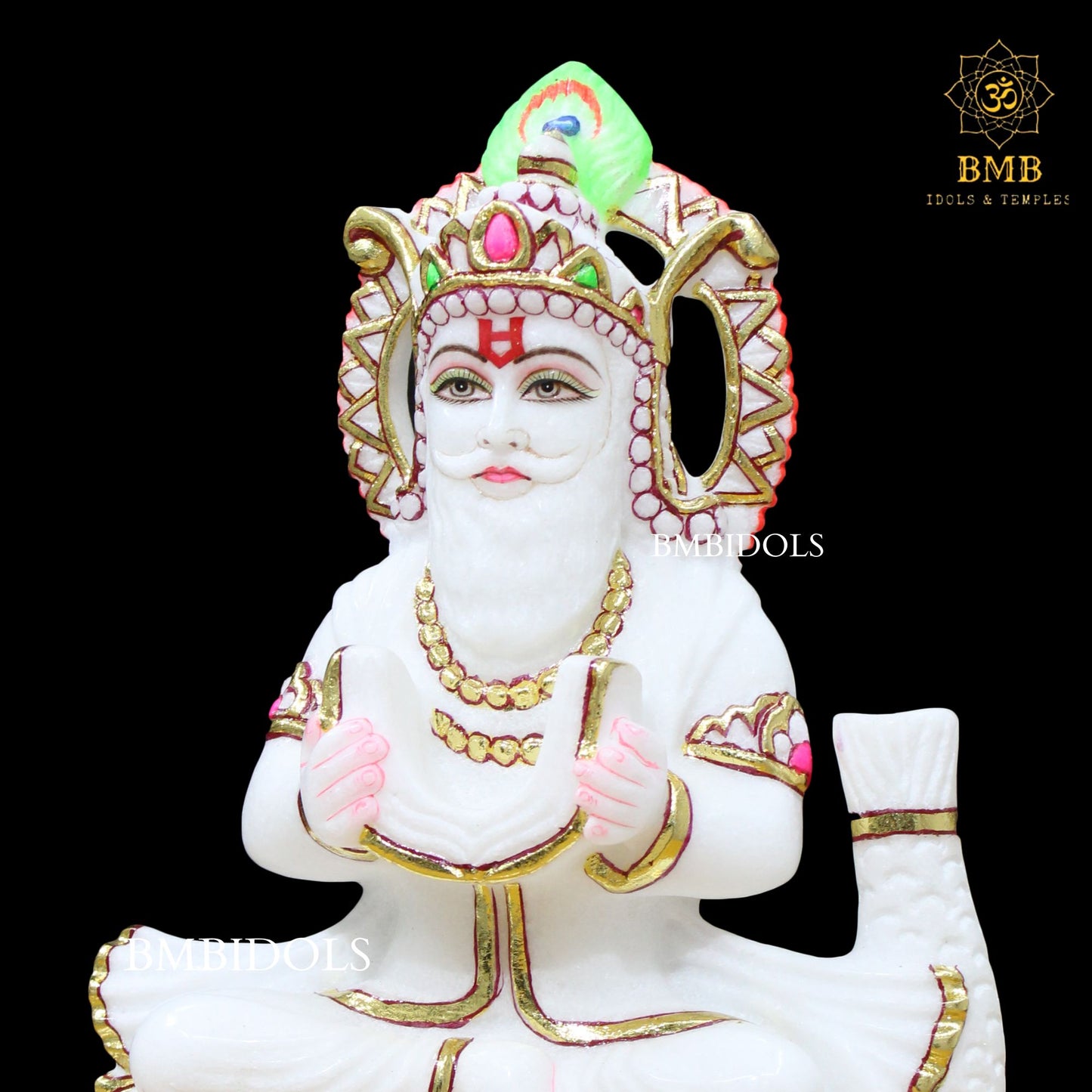 Jhulelal Marble Murti for Homes and Temples in 12inches