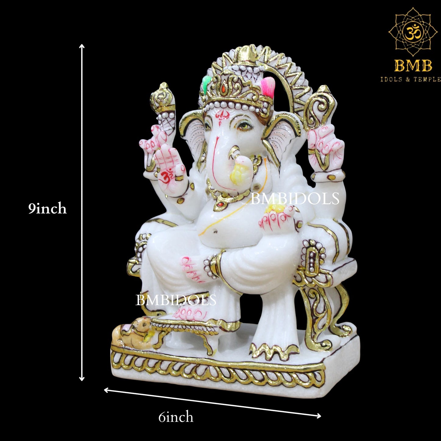 Ganesh Ji Marble Statue for Home Temples available in 9inches