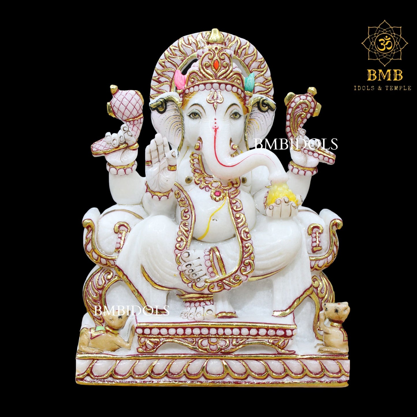 Ganesh Marble Statue made in Makrana Marble in 12inches