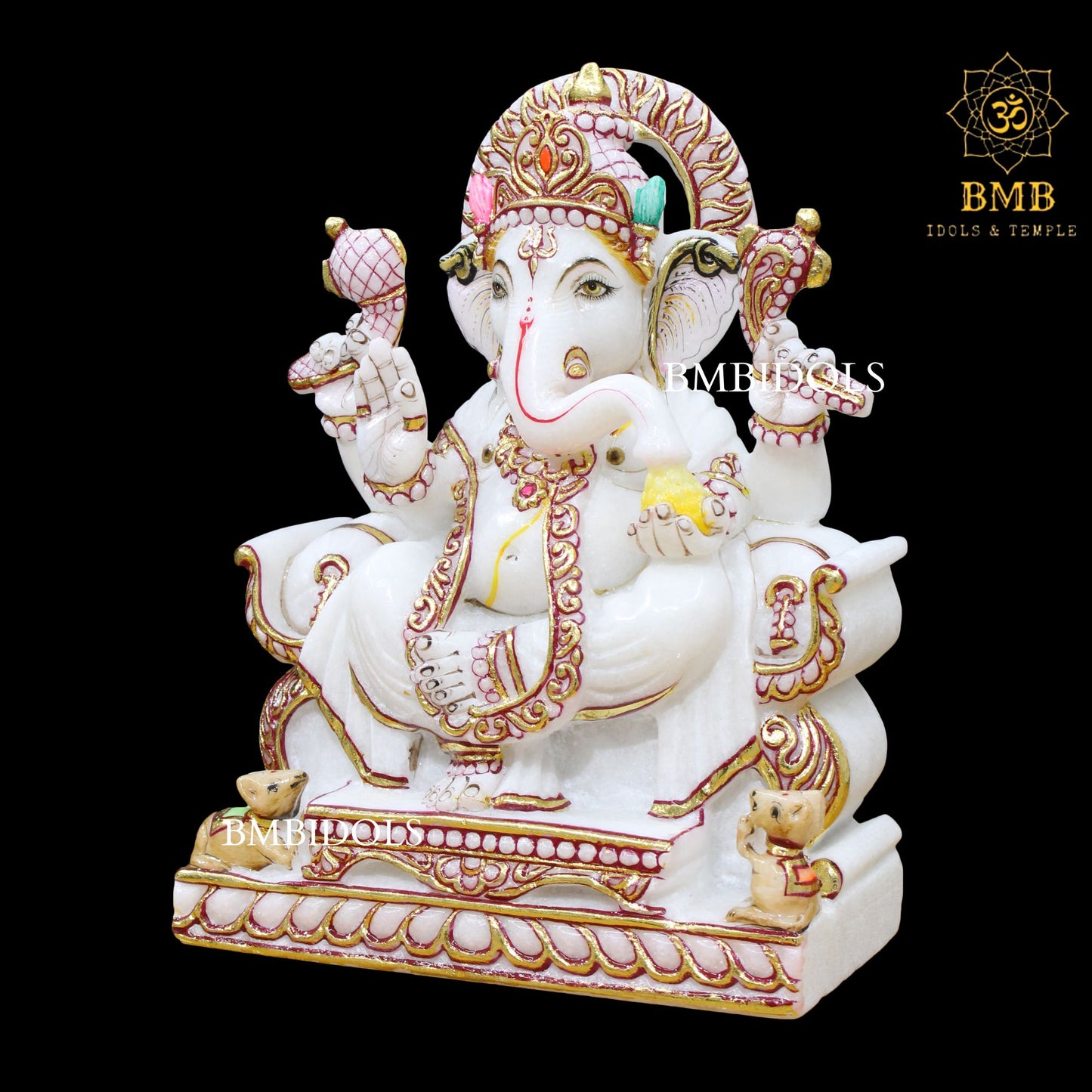 Ganesh Marble Statue made in Makrana Marble in 12inches