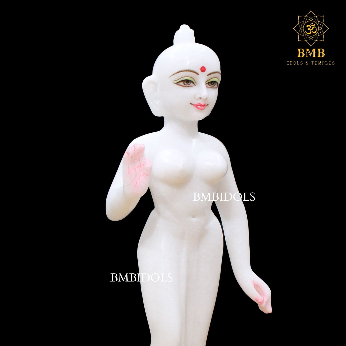 White Marble Iskcon Radha Krishna Murti on Lotus in 14inches