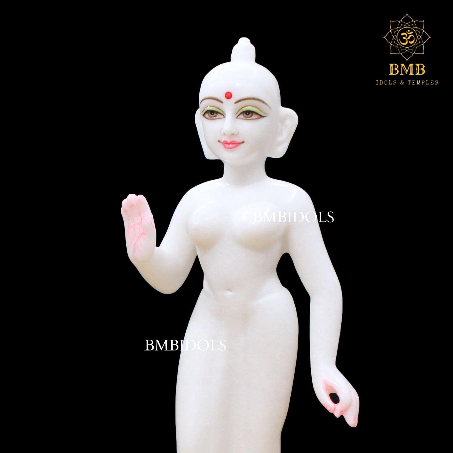 White Marble Iskcon Radha Krishna Murti on Lotus in 14inches