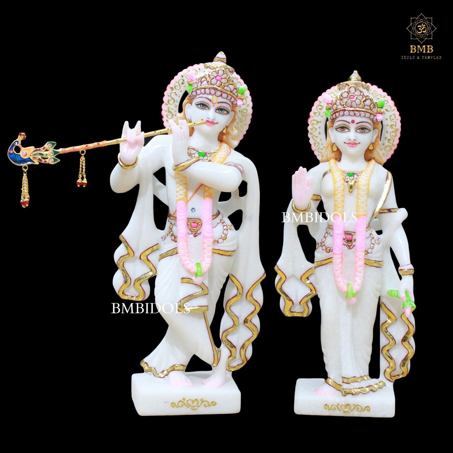 Radha Krishna Marble Murti made in Makrana Marble in 12inches