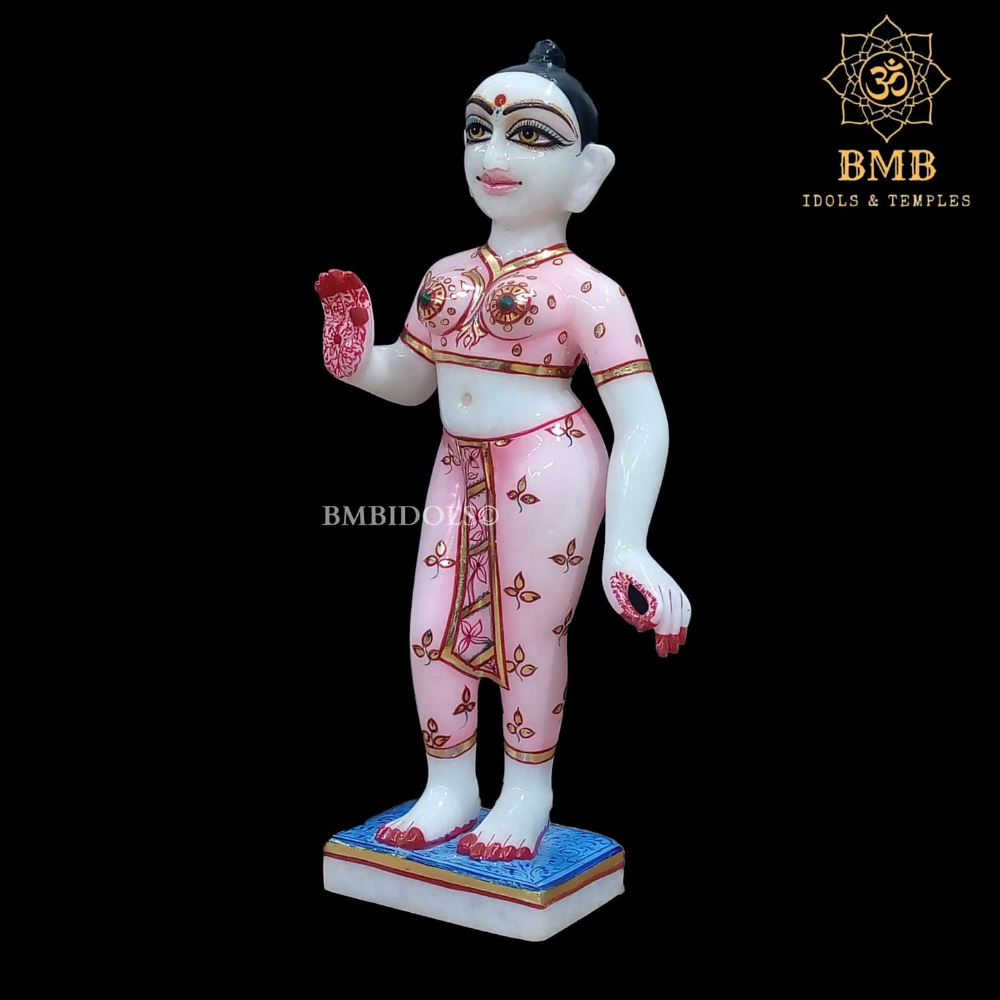 Marble Iskcon Radha Krishna Statue with painting in Ashirwad Posture