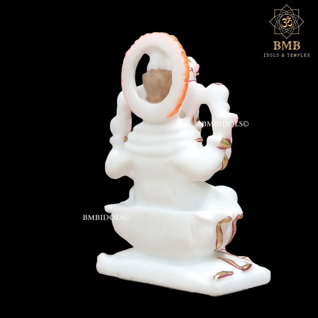 Marble Ganesha Murti made in 6inches in pure white Makrana Marble