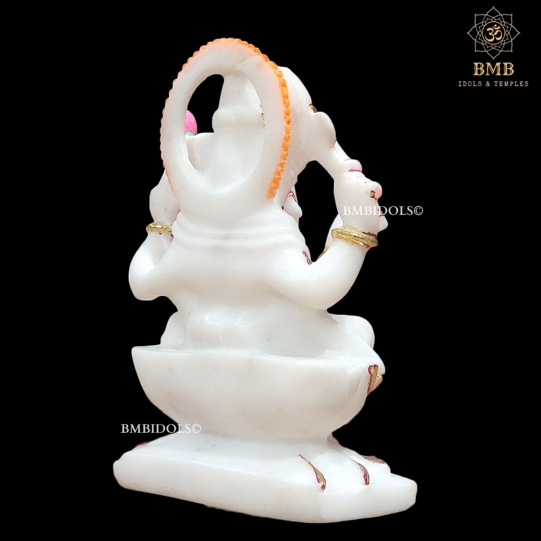 Marble Ganpati Statue made in Natural White marble in 6inches for Home and Offices