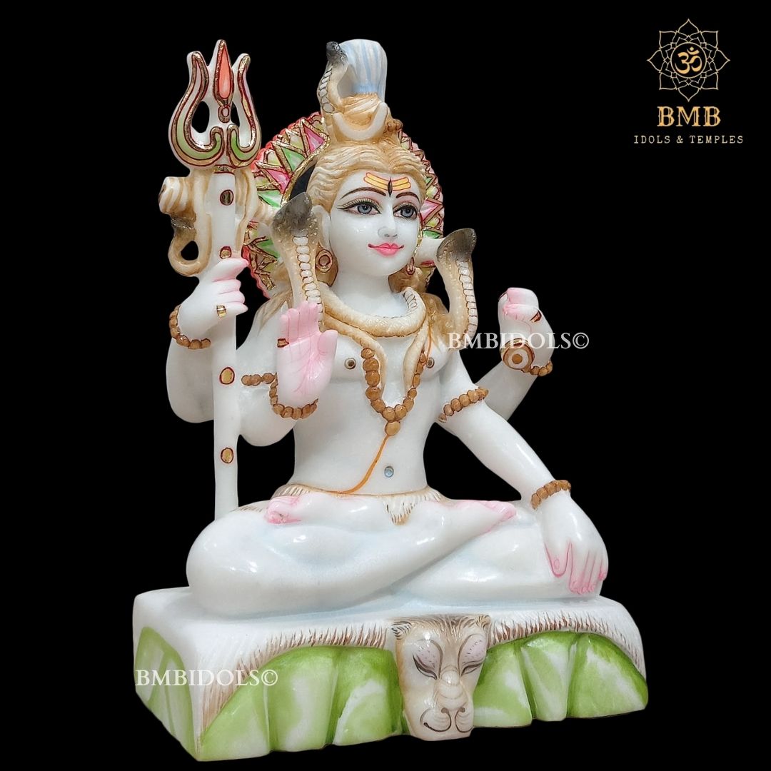 Marble Shiva Statue made in Makrana Marble in 12inches in Sitting Posture