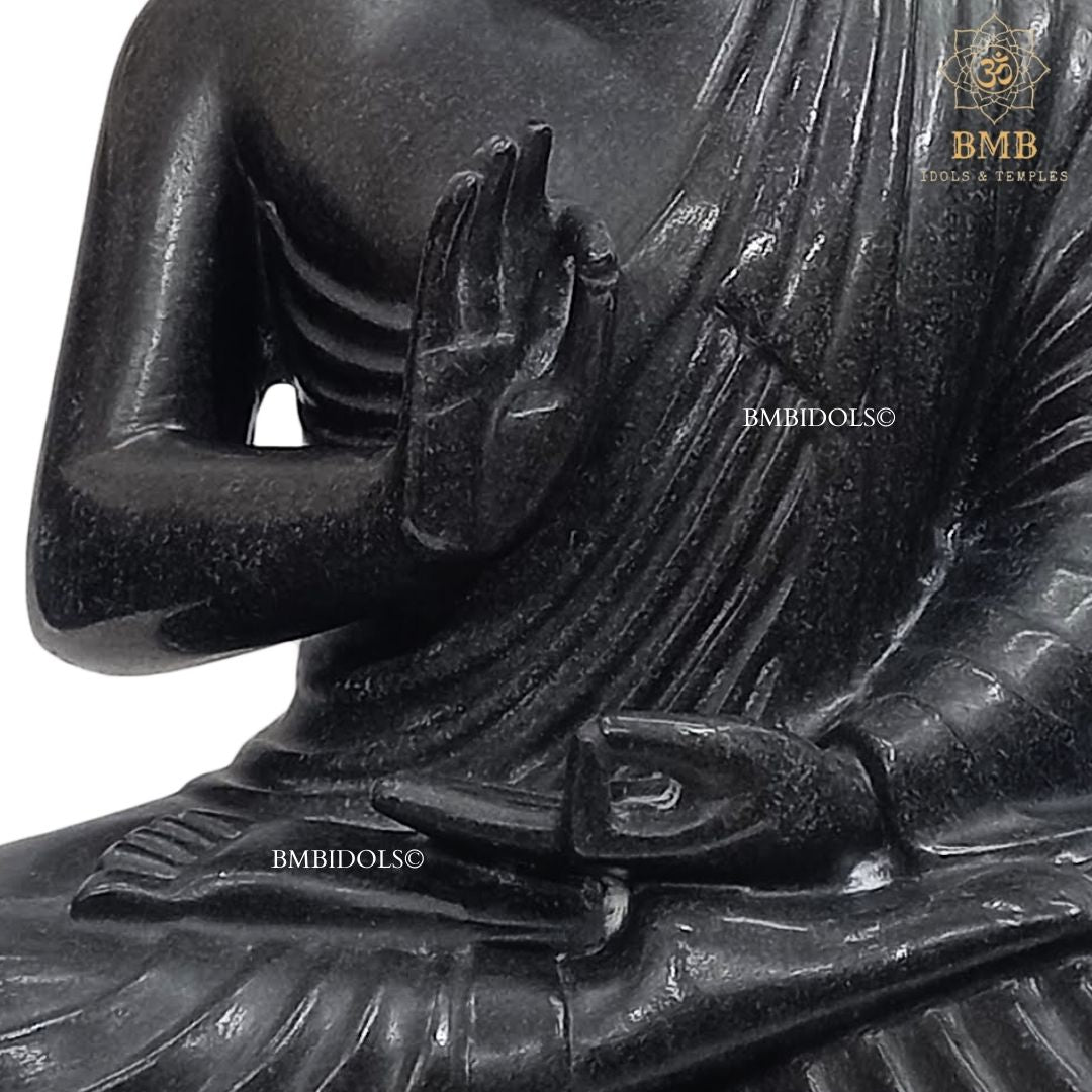Black Buddha Statue made in Natural Stone for Home and Gardens