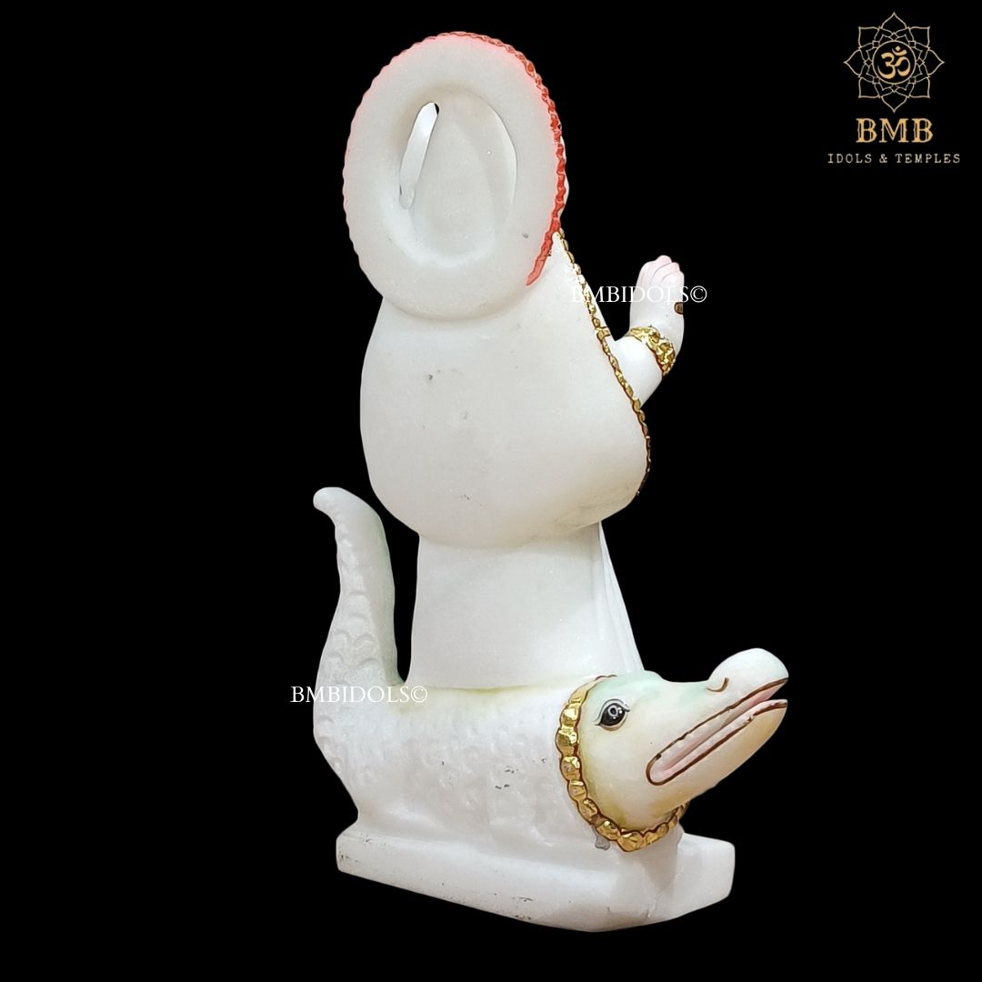 Marble Khodiyar Mata Murti with Crocodile and Trident in 12inches