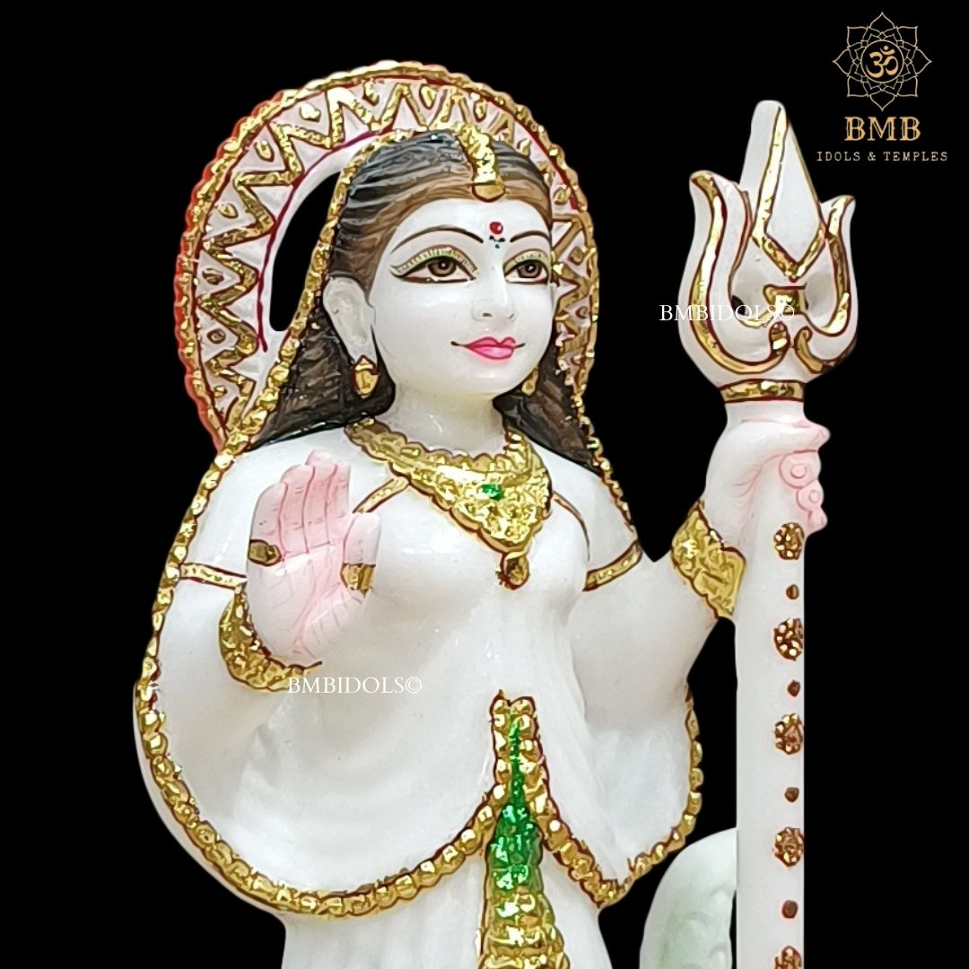 Marble Khodiyar Mata Murti with Crocodile and Trident in 12inches