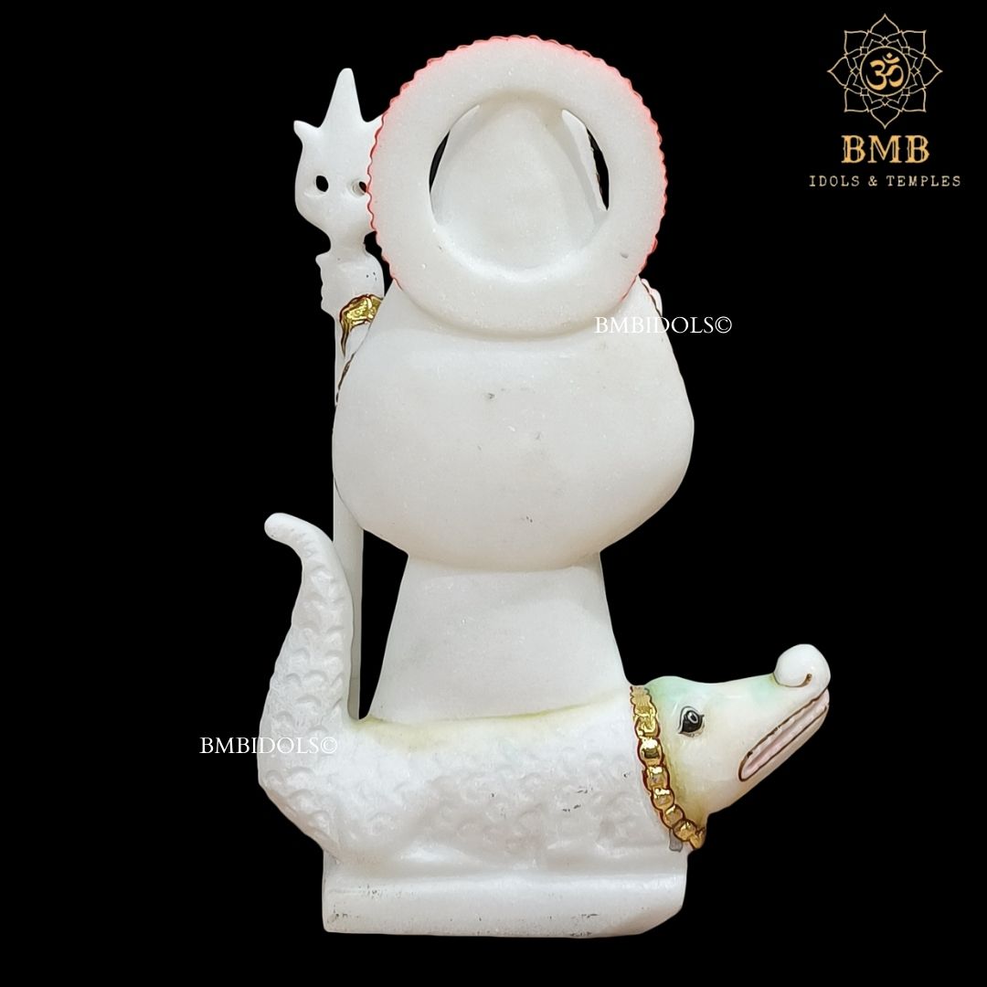 Marble Khodiyar Mata Murti with Crocodile and Trident in 12inches