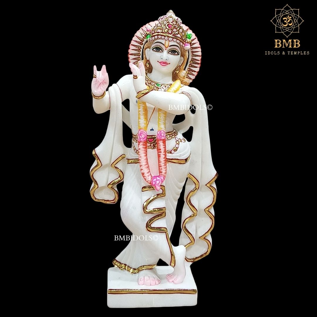 Marble Radha Krishna Statue for Home and Temples in 12inches