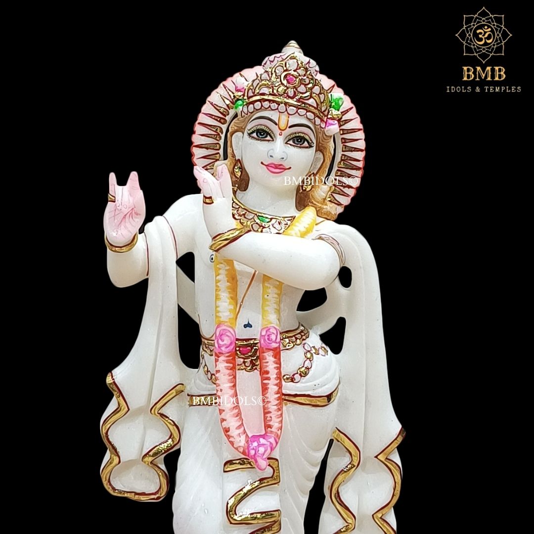 Marble Radha Krishna Statue for Home and Temples in 12inches