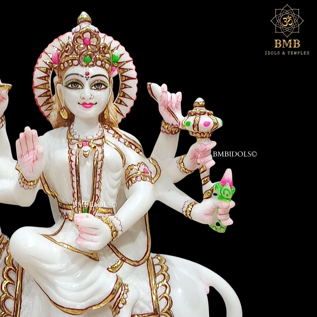 Marble Durga Maa Murti Made in White Makrana Marble in 11inches