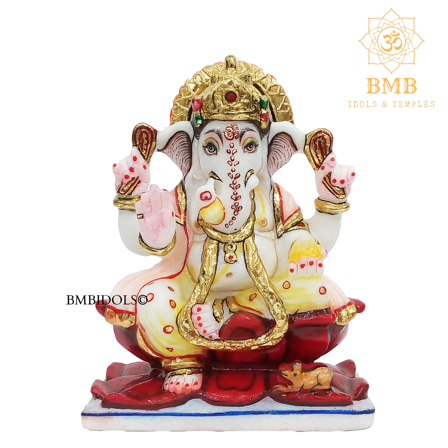 Marble Ganesh Lakshmi Statue made in Marble in 6inches for Home